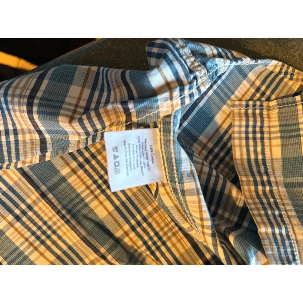 Eddie Bauer Mens Large Classic Fit Plaid Button Down Shirt Blue Teal Cotton L - Picture 8 of 8